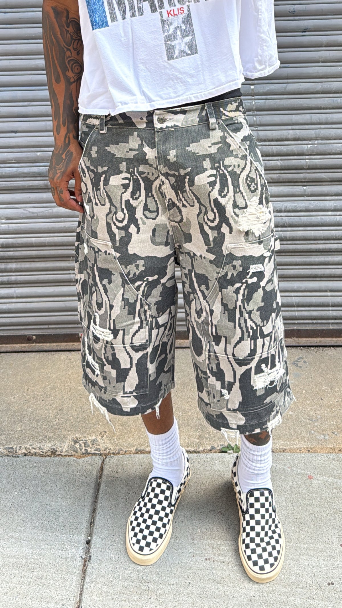 Camo Denim Shorts